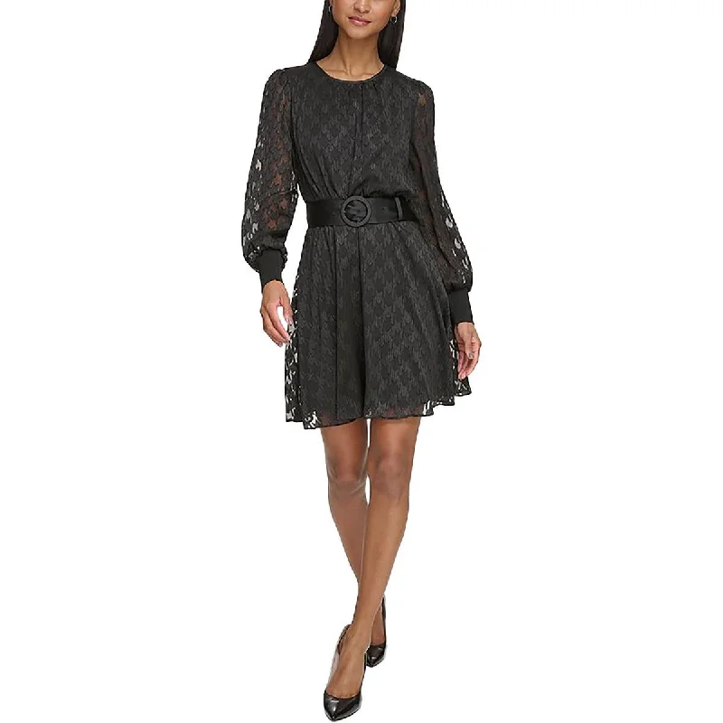 Premium Fashion At Budget-Friendly Prices Womens Long Sleeve Metallic Fit & Flare Dress