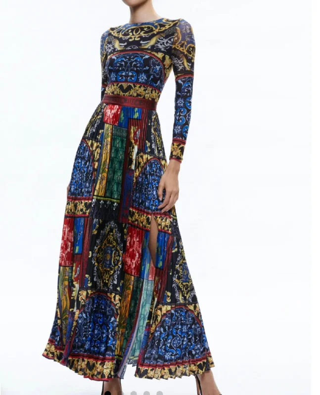 Clothing Store Ivey Pleated Dress In After Sunset