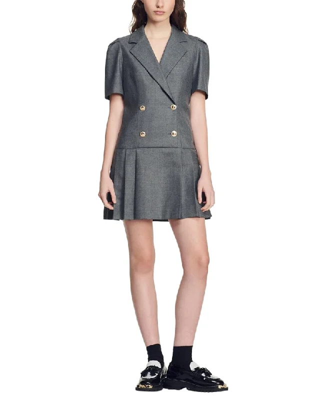 Fashion Forward Sandro Woven Wool-Blend Dress