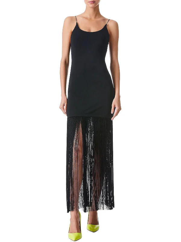 Romantic Flair Womens Fringe Maxi Slip Dress