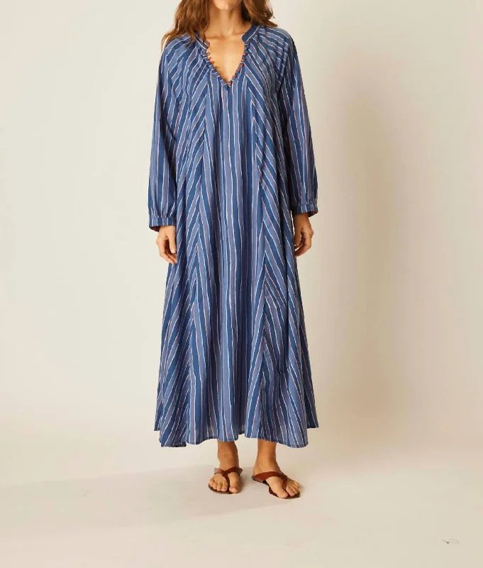 Fresh Styles, Fresh Deals Cotton Stripe Fiore Dress In Batik Stripe Navy
