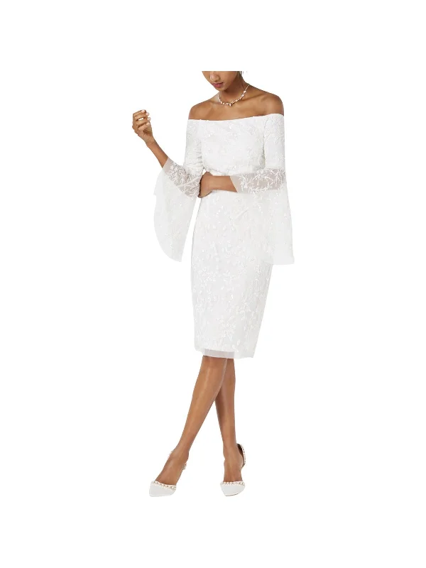 Chic And Affordable Fashion – Limited-Time Offers Womens Embellished Off-The-Shoulder Cocktail Dress