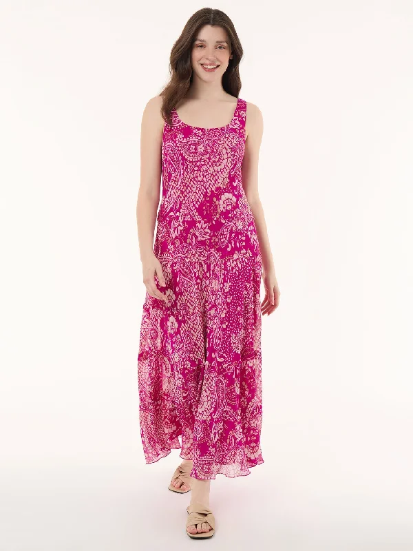 Best Deals On Women's Trendy Outfits – Don't Miss Out Paisley Multi-Tiered Dress, Chiffon