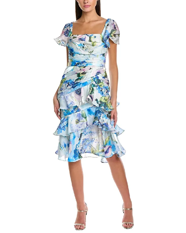 Feminine Soft - Hued Look Theia Marin Draped Cocktail Dress