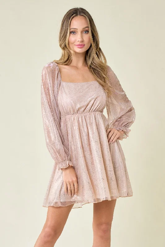 Hurry – Weekend Sale Ends Soon Blush Square Neck Holiday Dress
