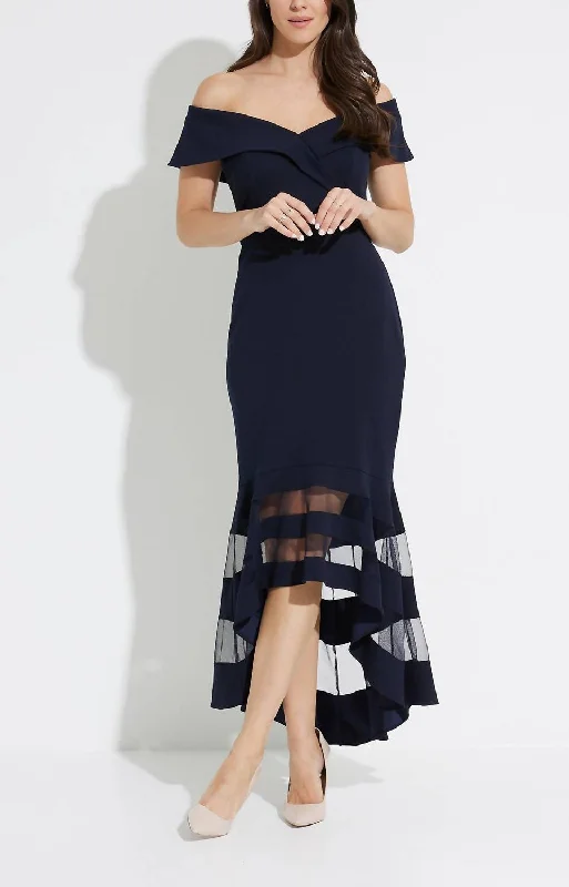 Wardrobe Refresh Sheer Panel Dress In Midnight Blue