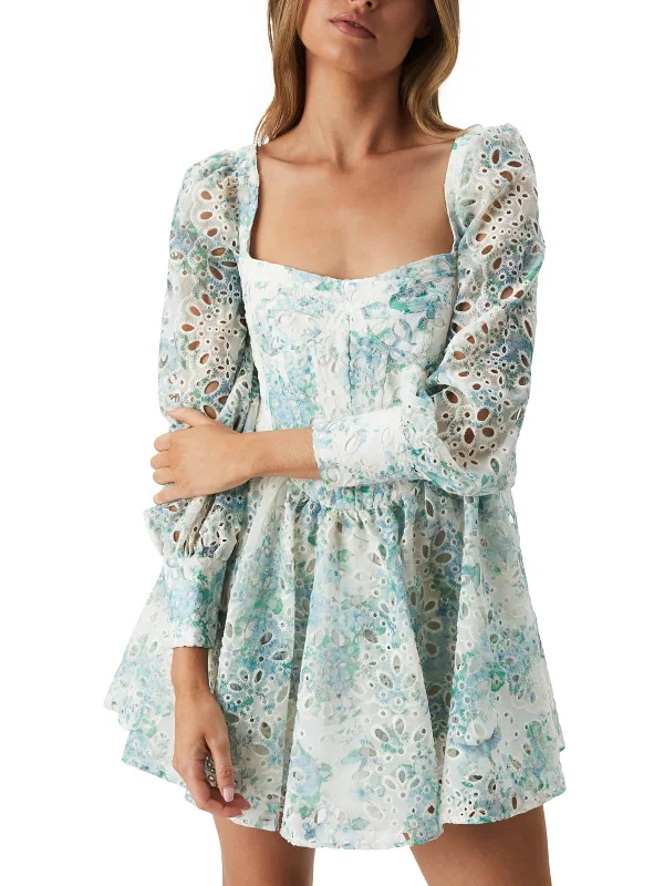 Flash Sale Lila Womens Eyelet Short Fit & Flare Dress