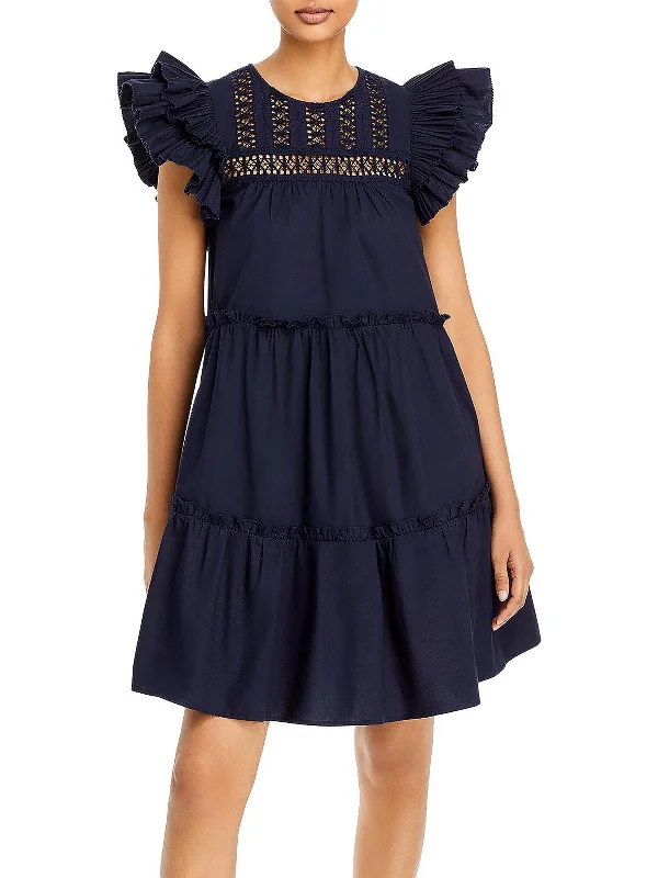 Versatile Wardrobe Essentials Womens Eyelet Above Knee Tunic Dress