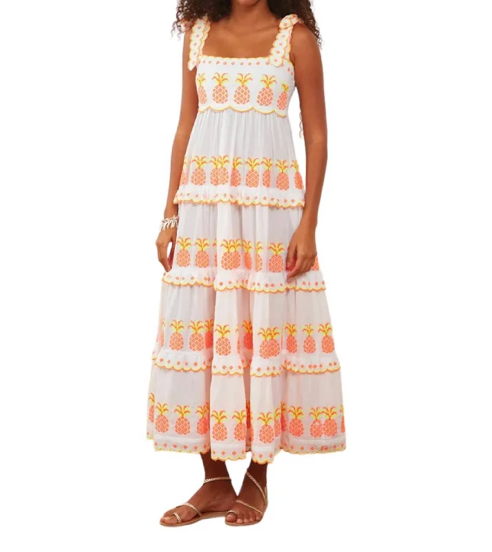 High End Fashion Athens Dress In Pineapple Cross Stitch