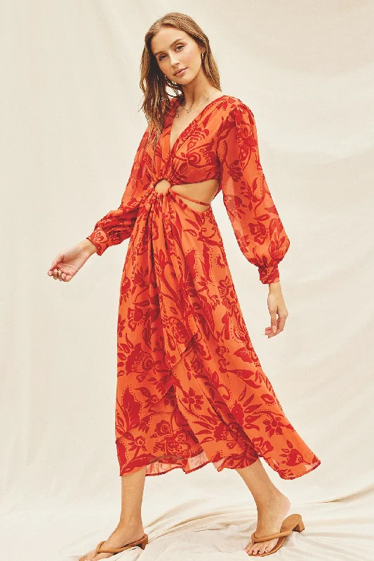 Huge Price Cuts On Your Must-Haves Orange O Ring Cutout Dress
