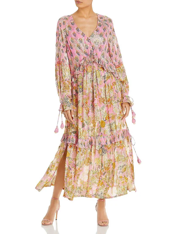 Women's Casual Dresses Womens Tiered Tea-Length Fit & Flare Dress