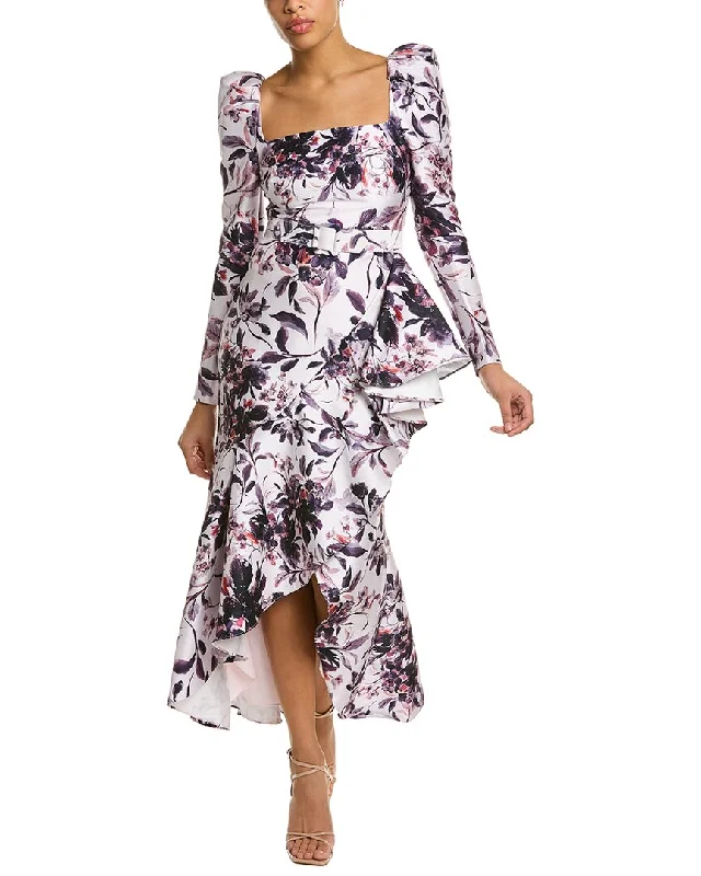 Women's Clothes Badgley Mischka Draped Flounce Day Dress
