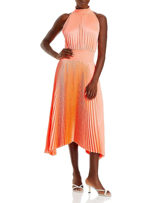 Women's Apparel And Garments Womens Pleated Tea-Length Fit & Flare Dress
