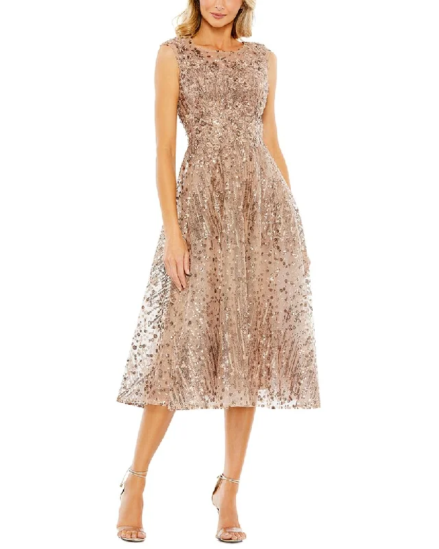Must Haves Mac Duggal Sequined Cap Sleeve Fit And Flare Dress