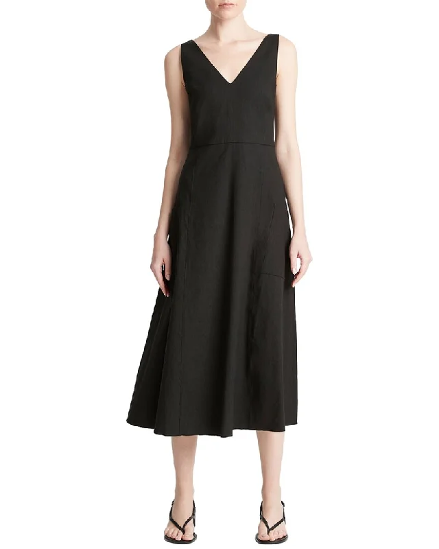 Women Fashion Vince Relaxed Pocketed Linen-Blend Dress