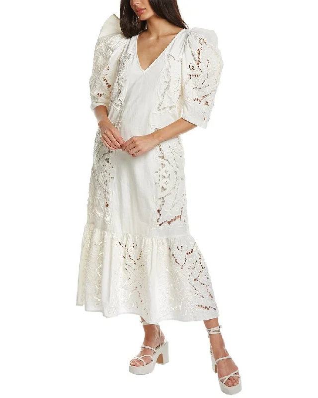Stock Up On Your Favorites While It Lasts SEA NY Anita Eyelet V-Neck Linen-Blend Dress Stock Up On Your Favorites While It Lasts SEA NY Anita Eyelet V-Neck Linen-Blend Dress