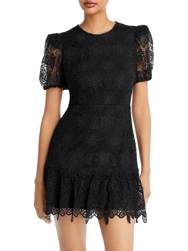 Exclusive Deals For This Week Only Womens Lace Overlay Above Knee Fit & Flare Dress