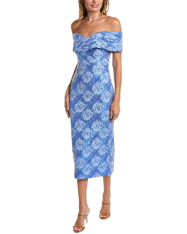 Special Offer Theia Stretch Jacquard Fitted Cocktail Dress