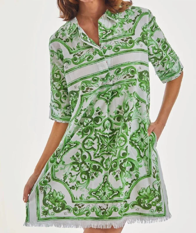 Minimalist Office - Ready Style Chatham Dress In Green White Tile