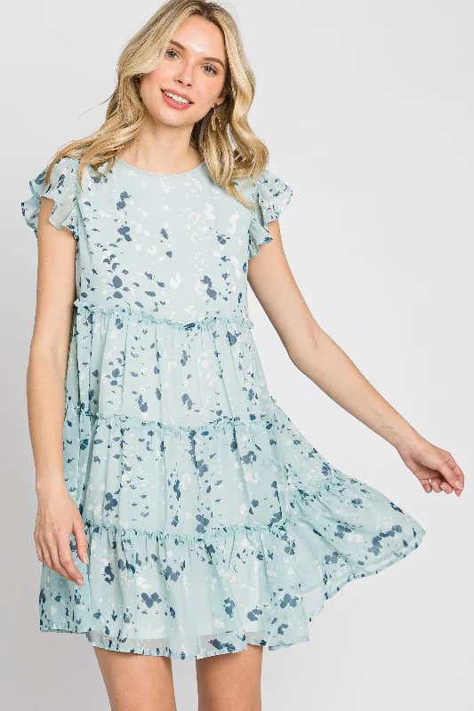 Get More, Spend Less Today Mint Green Chiffon Ruffle Tiered Dress