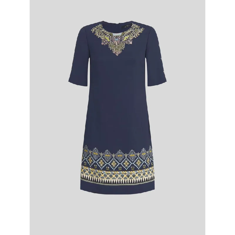 Women's Office Attire Geometric Pattern Tunic Dress