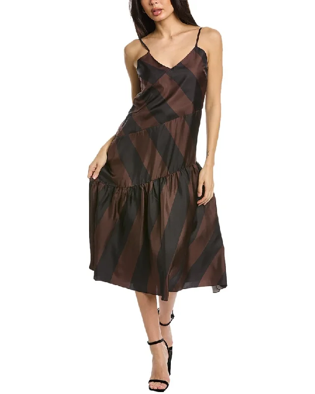 Trend Leading Collection Cynthia Rowley Striped Silk Slip Dress