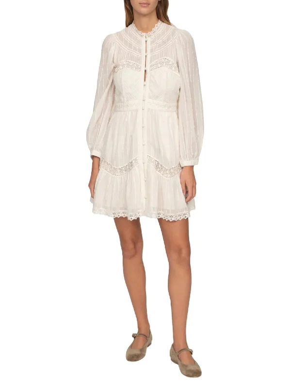 Vintage Look Haven Cotton Dobby Pintucked Dress In Cream