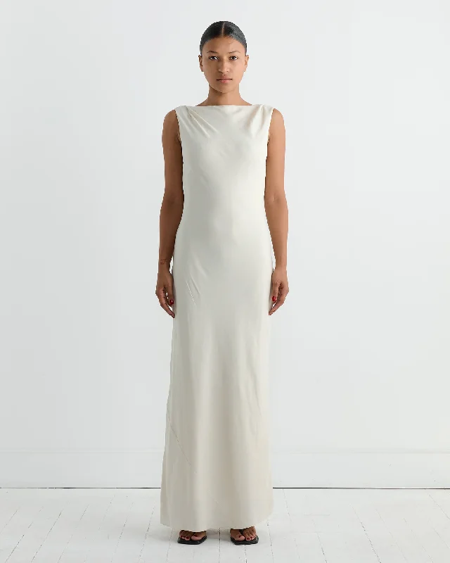 Wardrobe Upgrade Draped Cowl Dress in Dove