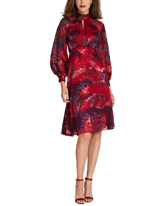Women's Wardrobe Apparel Teri Jon by Rickie Freeman Special Occasion Short Printed Silk-Blend Dress