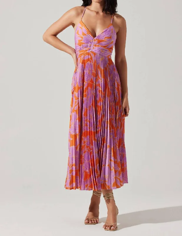 Festival Fashion Blythe Dress In Orange Purple Floral