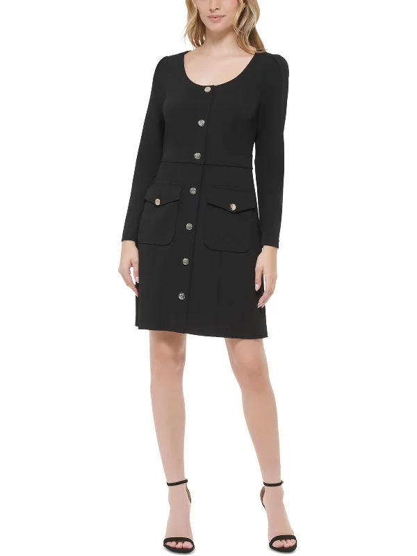 Seasonal Fashion Womens Scuba Scoop Neck Fit & Flare Dress