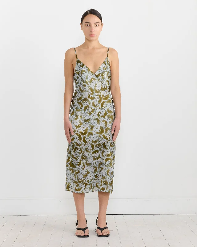 Limited Time Offer Silk Slip Dress in Khaki