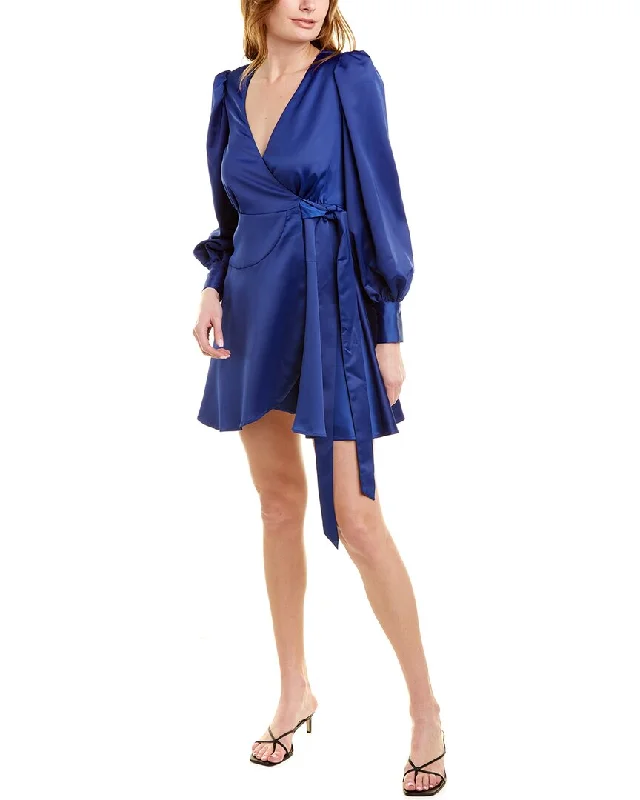 Vintage-Modern Style Offers One Social by Badgley Mischka Satin Wrap Cocktail Dress