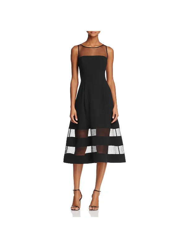 Fashion Deal Womens Crepe Mesh Cocktail Dress