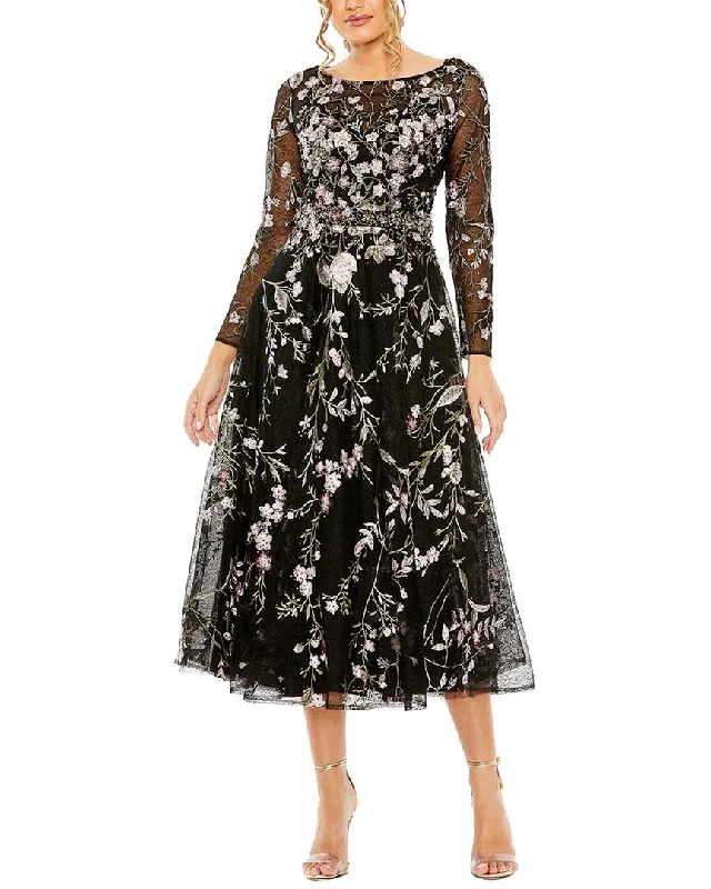Women's Resort Apparel Mac Duggal High Neck Embroidered Dress
