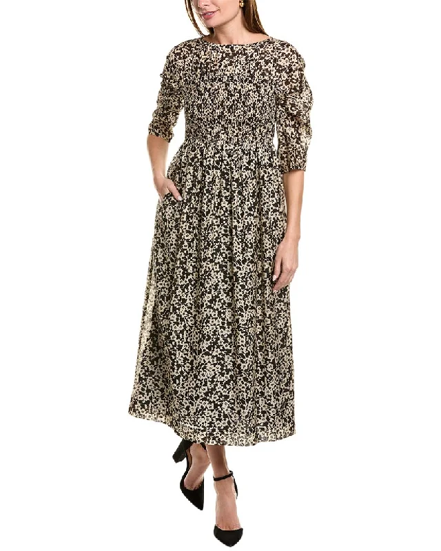 Vintage-Inspired Women's Apparel Rebecca Taylor Ruched Osaka Silk-Blend Dress