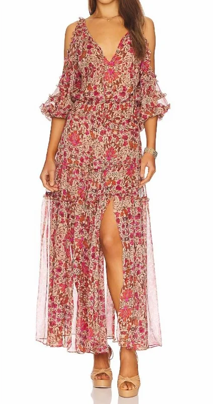Feminine Soft - Hued Styles Lalia Dress In Hibiscus Floral