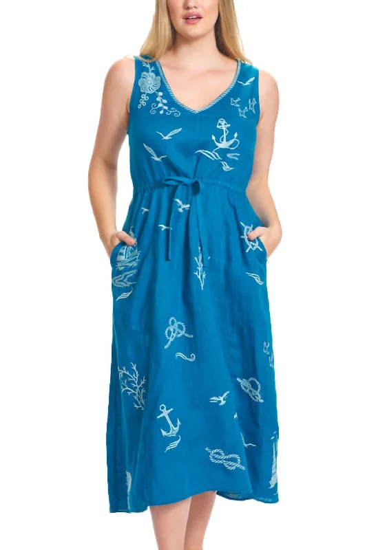 Women's Active Garments For Workouts Selah Boardwalk Dress In Blue