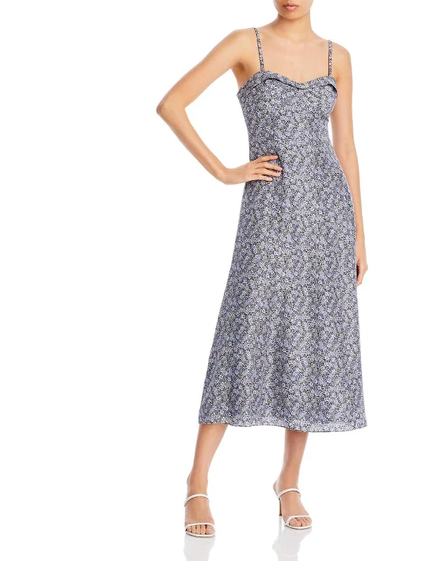 Timeless Elegance Sale Womens Floral Print Tea Length Slip Dress