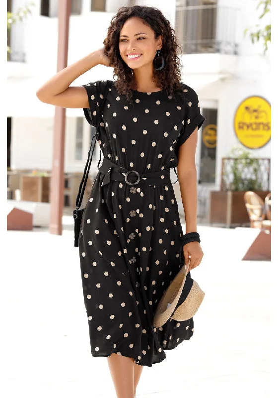 Limited-Stock Sale – Stylish Outfits At Lower Prices LASCANA Women's Belted Polka Dot Dress