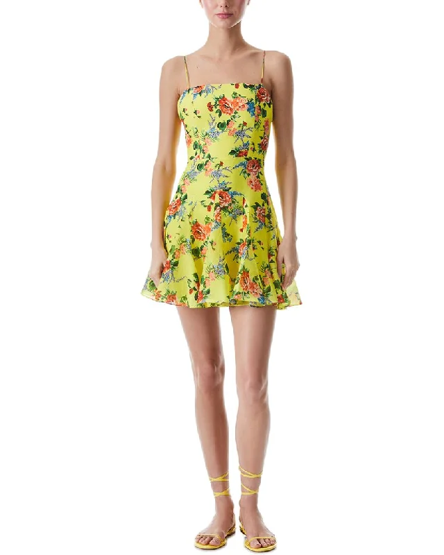 Premium Style alice + olivia Ginny Top Silk-Blend Godet Dress