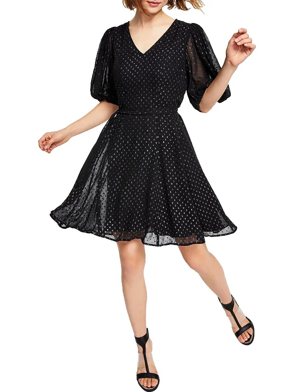 New Season Fashion Preview Sale Womens Tie Neck Knee Fit & Flare Dress