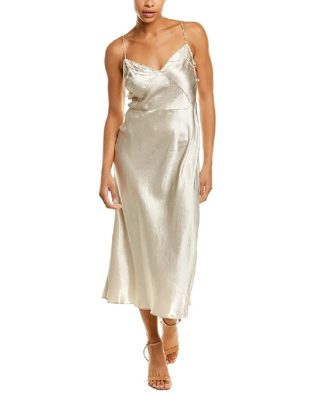 Comfort Centric Apparel Vince Draped Beads V-Neck Slip Dress
