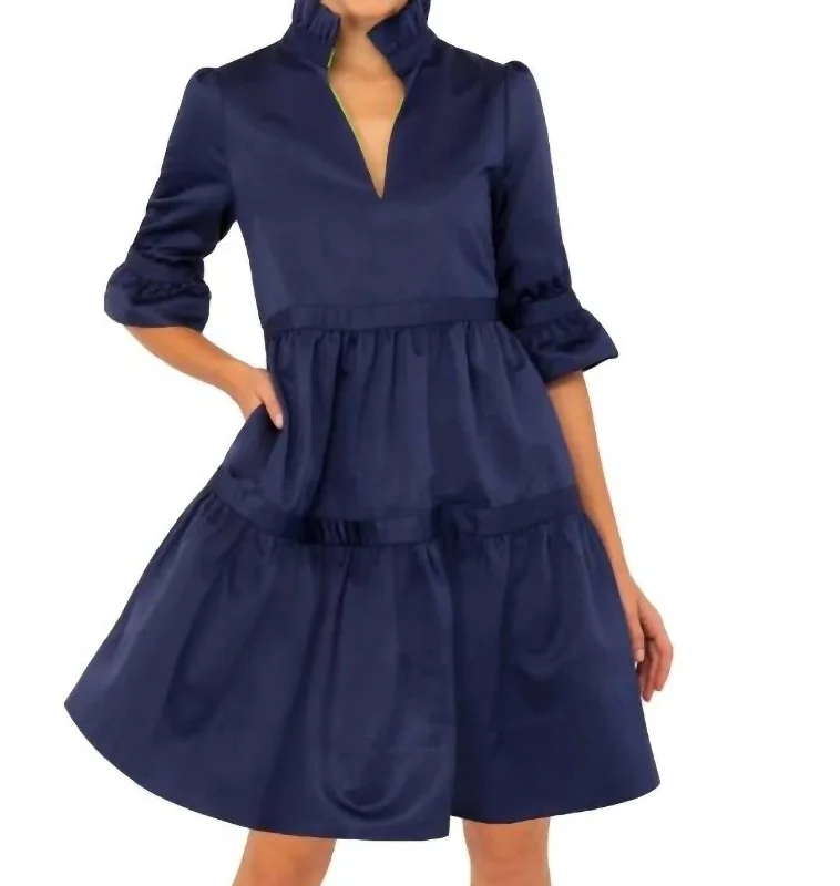 Embrace New Fashion Teardrop Dress - Faille In Navy