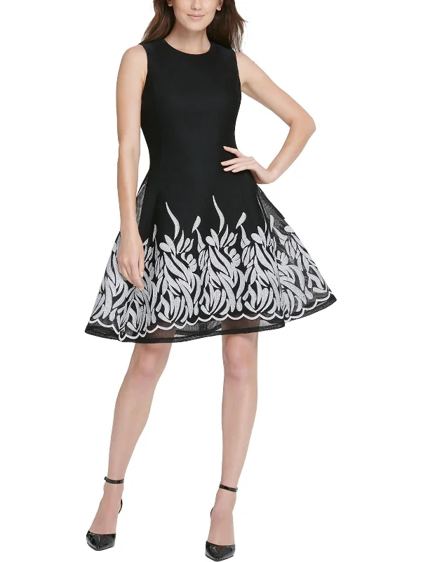 Your Favorite Items, Now At Lower Prices Womens Embroidered Mesh Fit & Flare Dress
