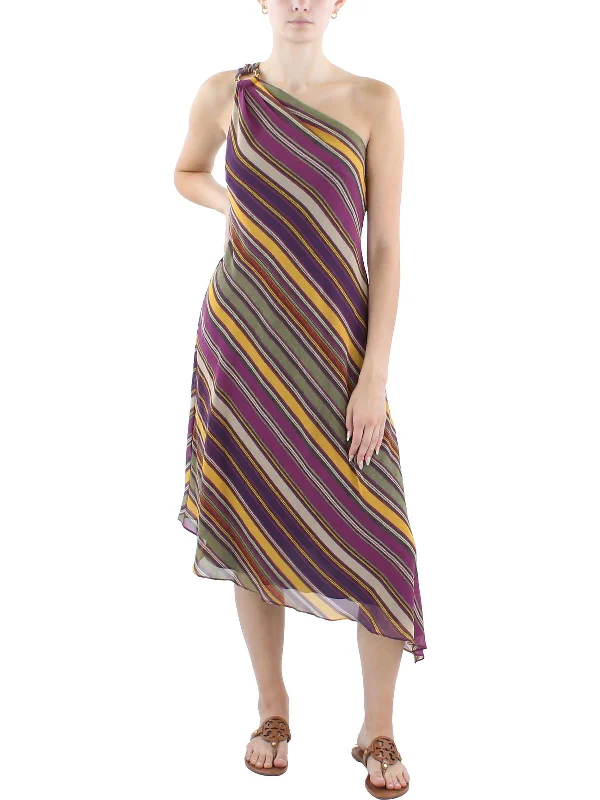 Limited Stock, Big Sale Womens Striped Tea Length Slip Dress