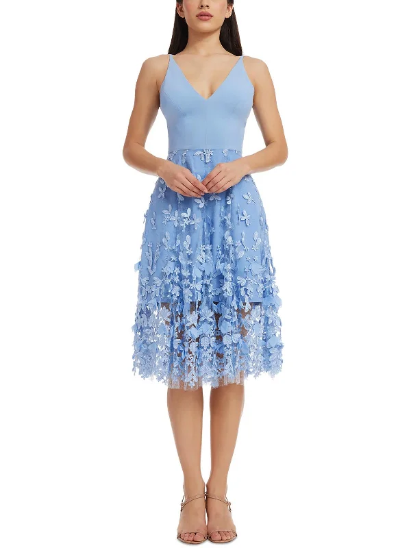 Imeless Style Womens Mesh Floral Fit & Flare Dress
