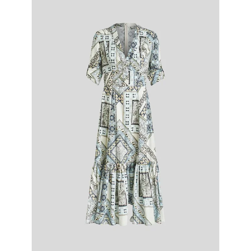 Women's Clothing Boutique Patchwork Print Cotton Dress