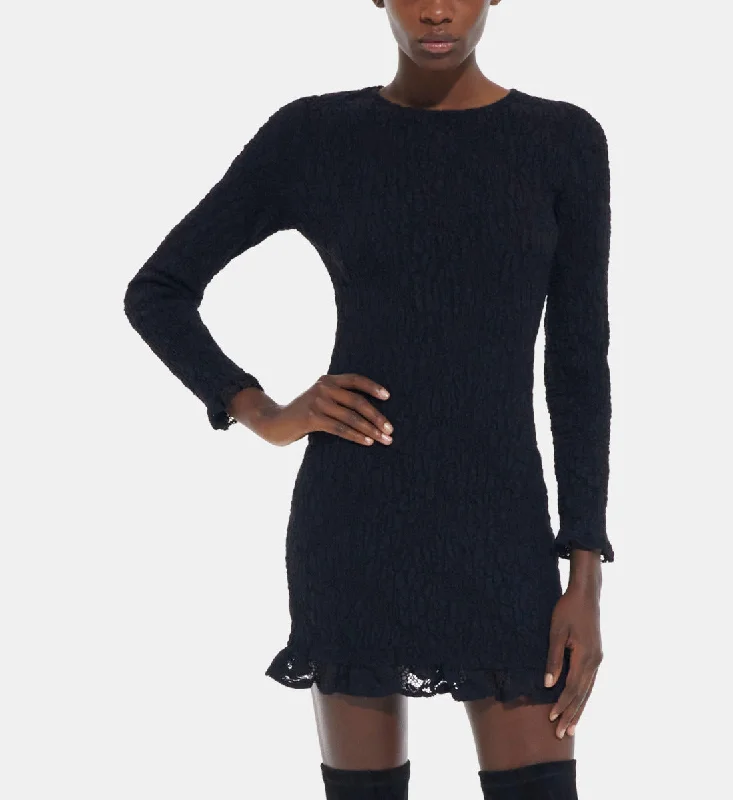 Snag Fabulous Fashion Bargains Short Lace Dress With Ruffled Cuffs And Hem