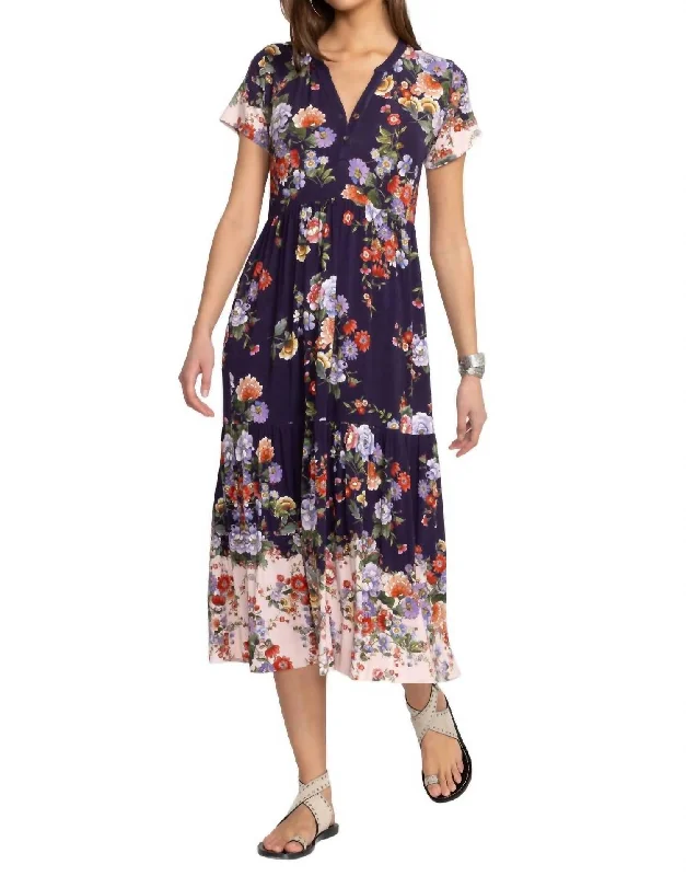 Floral Style Elsa-Janie Favorite Tiered Henley Dress In Multi